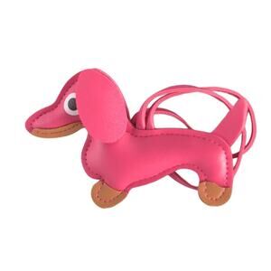 Dachshund Bag Charm Keychain Faux Leather Dog Mom Y2K Cottagecore Fuchsia NWOT